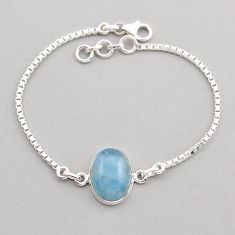 10.71cts tennis natural blue aquamarine oval 925 sterling silver bracelet y96234