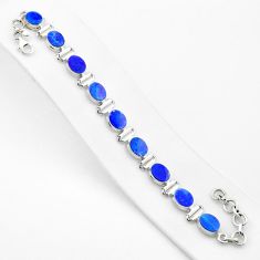 18.04cts tennis natural blue doublet opal australian 925 silver bracelet u29749