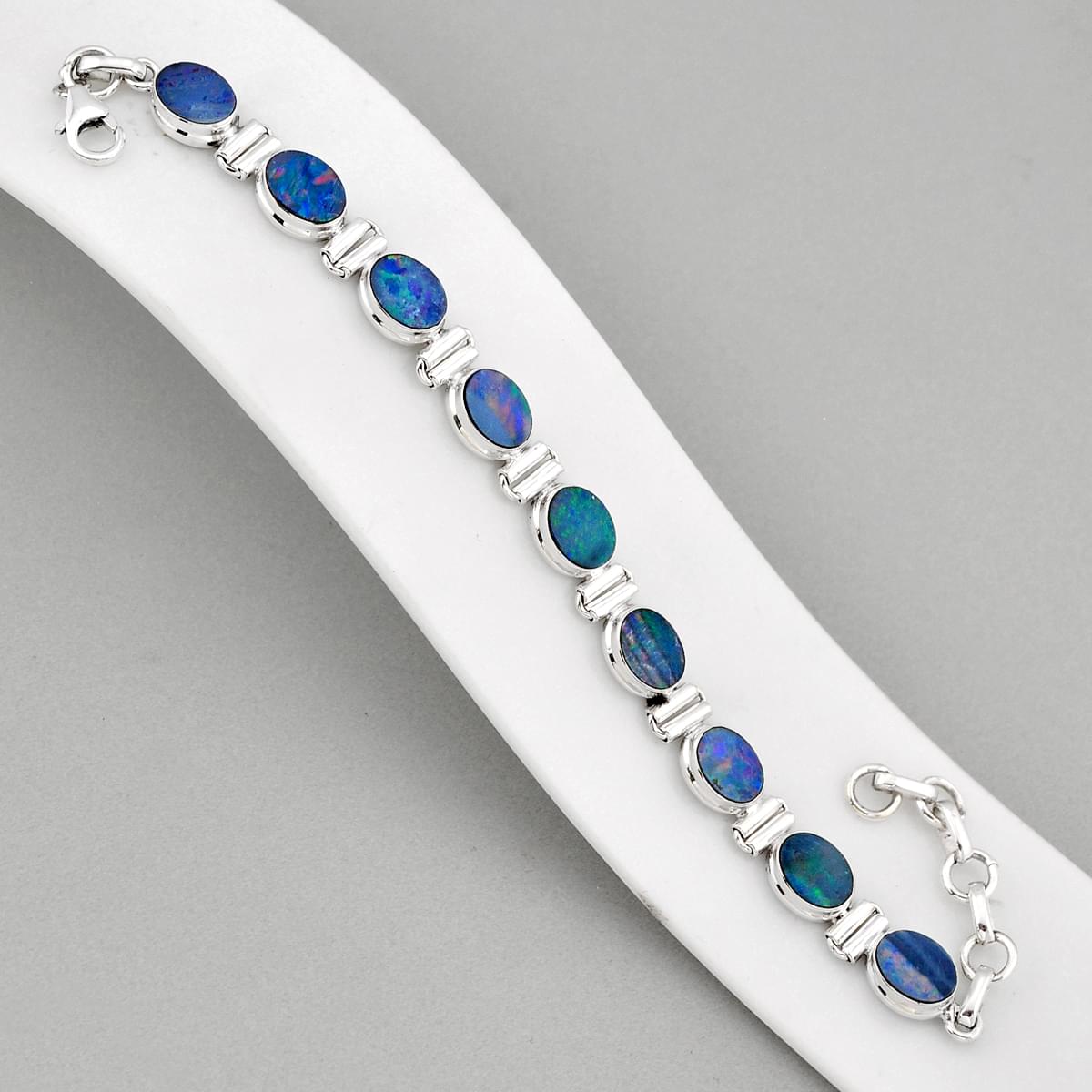 Tennis Natural Blue Doublet Opal Australian 925 Silver Bracelet Y60042   Tennis Natural Blue Doublet Opal Australian 925 Silver Bracelet Y60042.JPG