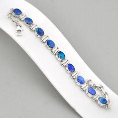 11.23cts tennis natural blue doublet opal australian 925 silver bracelet y68844