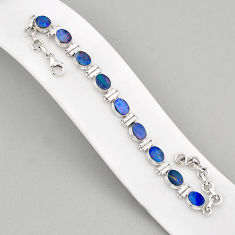 11.06cts tennis natural blue doublet opal australian 925 silver bracelet y68850