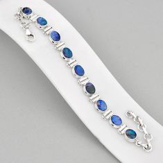 11.34cts tennis natural blue doublet opal australian oval silver bracelet y68854