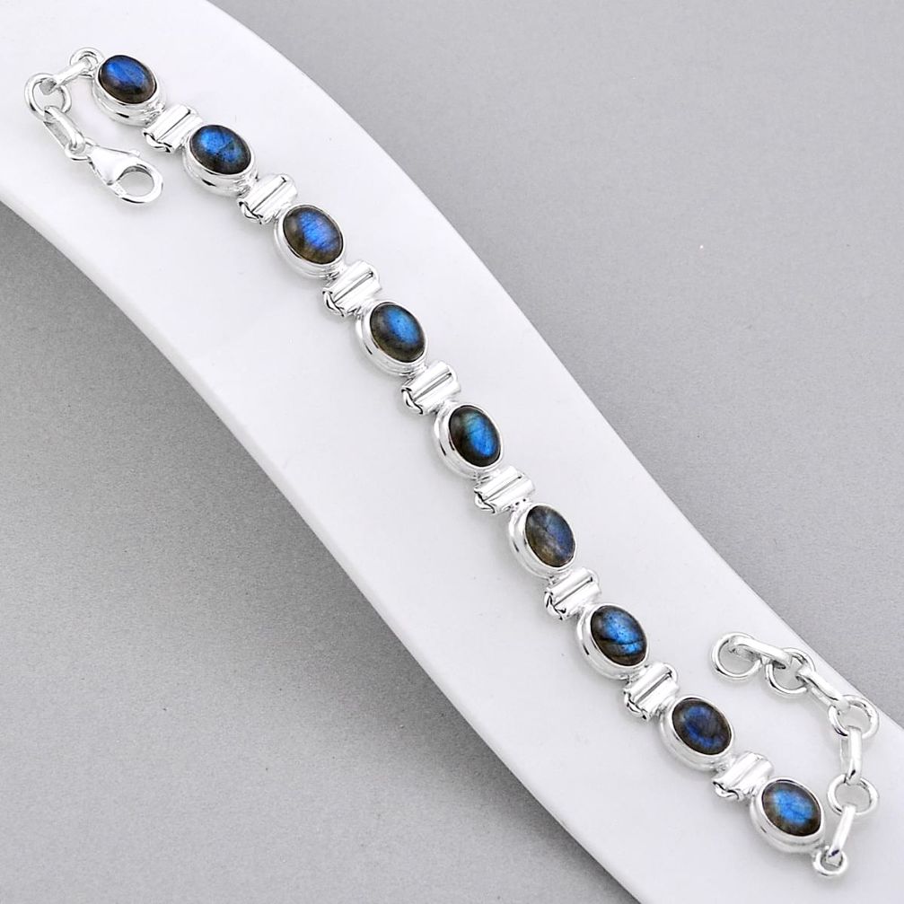 20.31cts tennis natural blue labradorite 925 sterling silver bracelet n34318