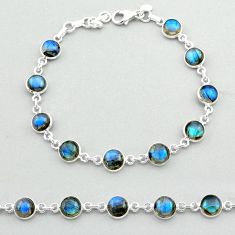 22.07cts tennis natural blue labradorite 925 sterling silver bracelet t40378
