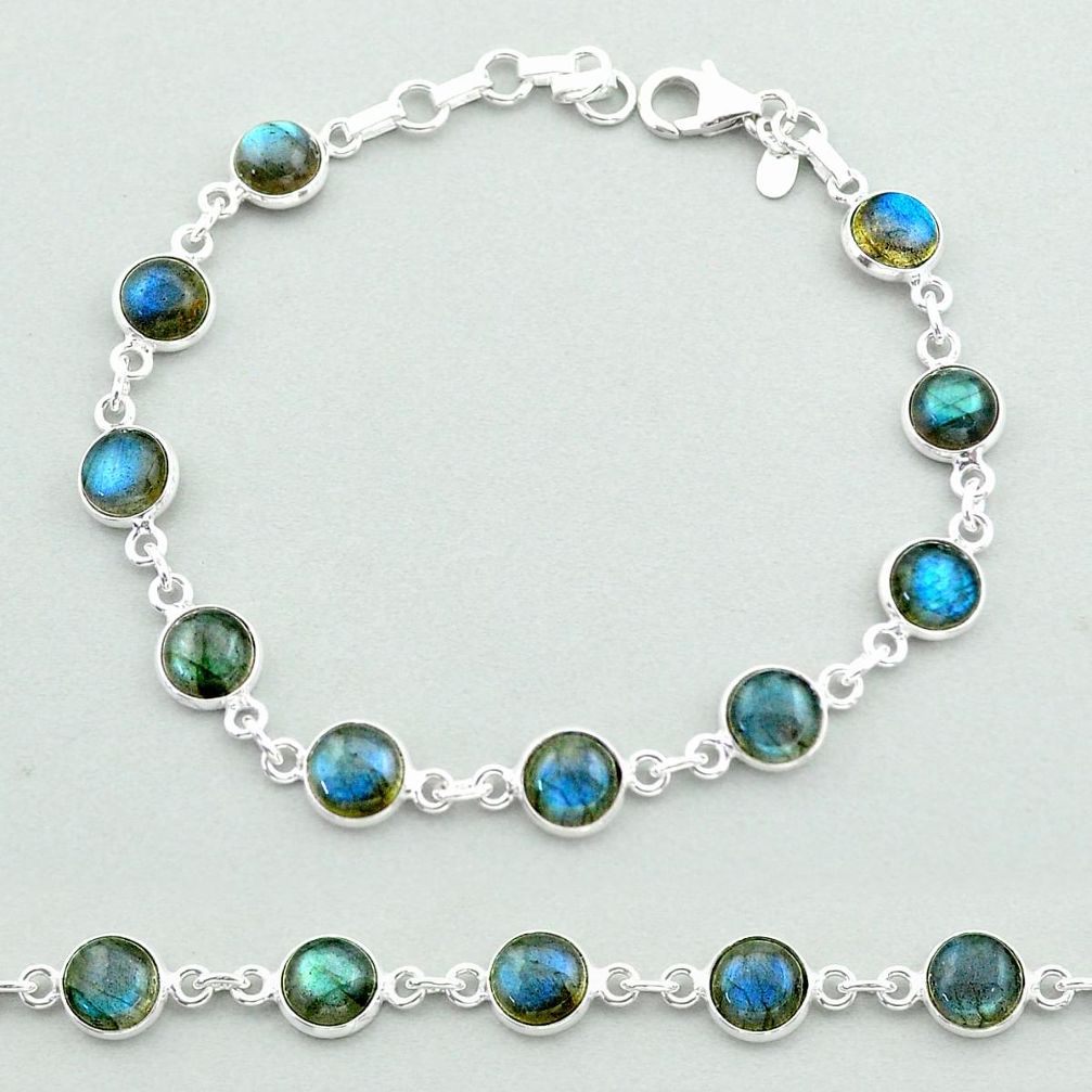 20.88cts tennis natural blue labradorite 925 sterling silver bracelet t40398