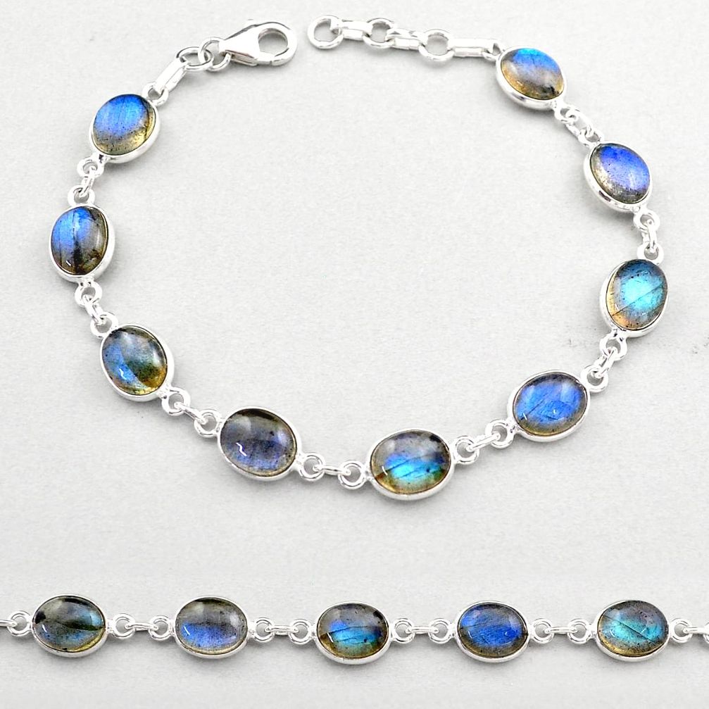 23.13cts tennis natural blue labradorite 925 sterling silver bracelet t61744