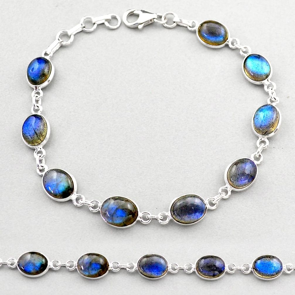23.74cts tennis natural blue labradorite 925 sterling silver bracelet t61752