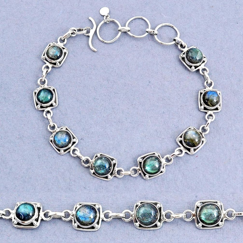 17.01cts tennis natural blue labradorite 925 sterling silver bracelet t8457