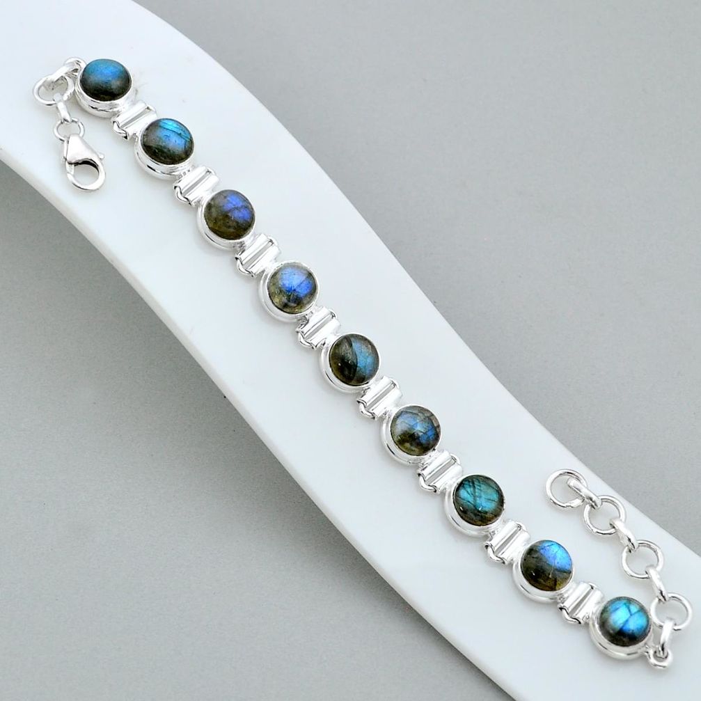 29.19cts tennis natural blue labradorite 925 sterling silver bracelet u90987