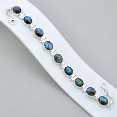 36.18cts tennis natural blue labradorite 925 sterling silver bracelet u90996