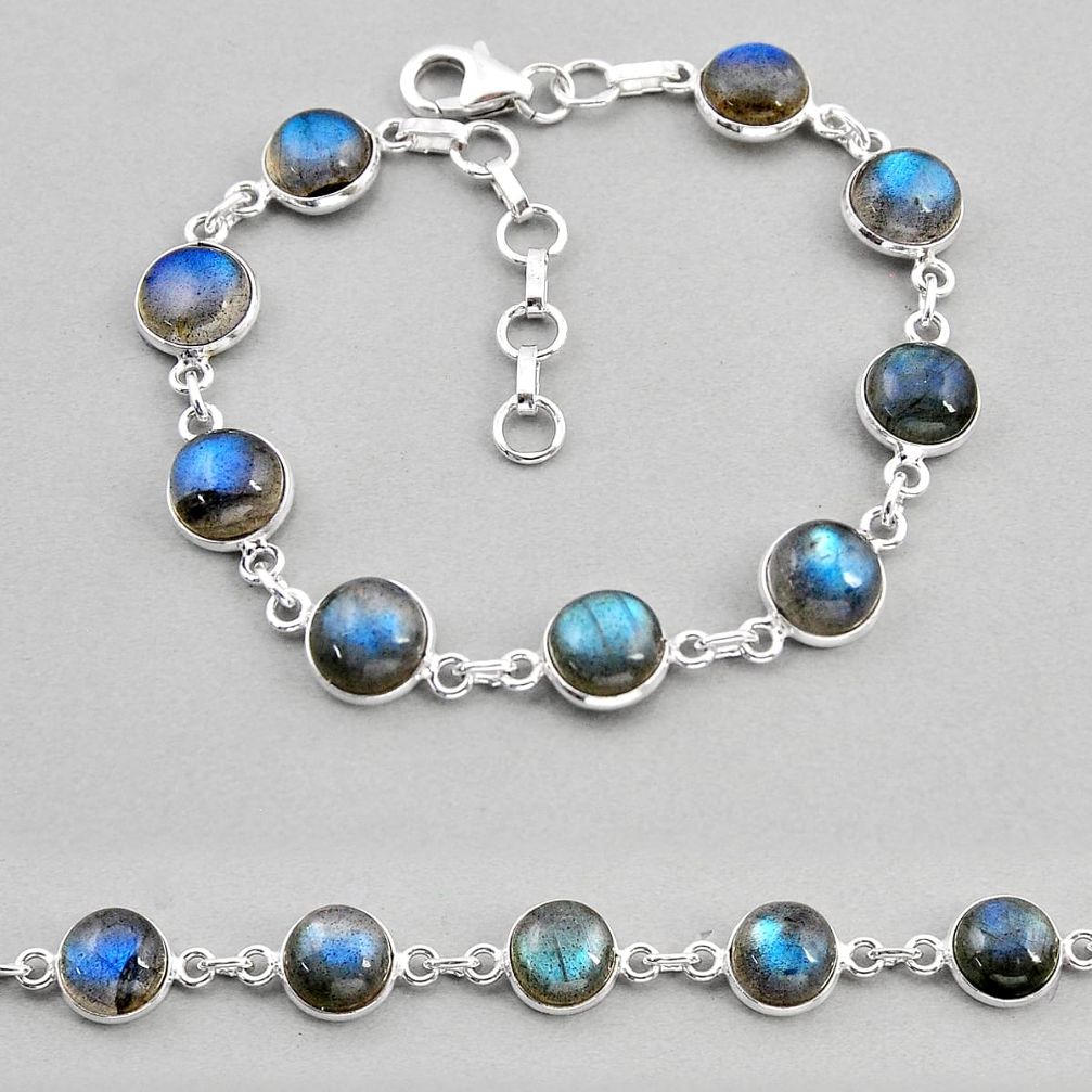 23.13cts tennis natural blue labradorite 925 sterling silver bracelet y57052