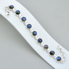 28.46cts tennis natural blue labradorite round sterling silver bracelet u90997