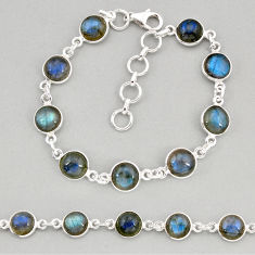 25.62cts tennis natural blue labradorite round sterling silver bracelet y68739