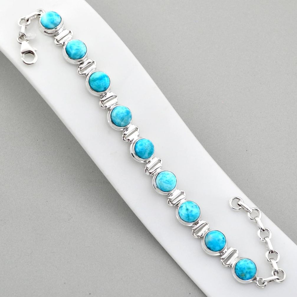 0.00gms tennis natural blue larimar 925 sterling silver bracelet jewelry u4672