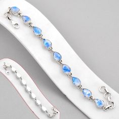 22.43cts tennis natural blue moonstone pear 925 sterling silver bracelet y82396