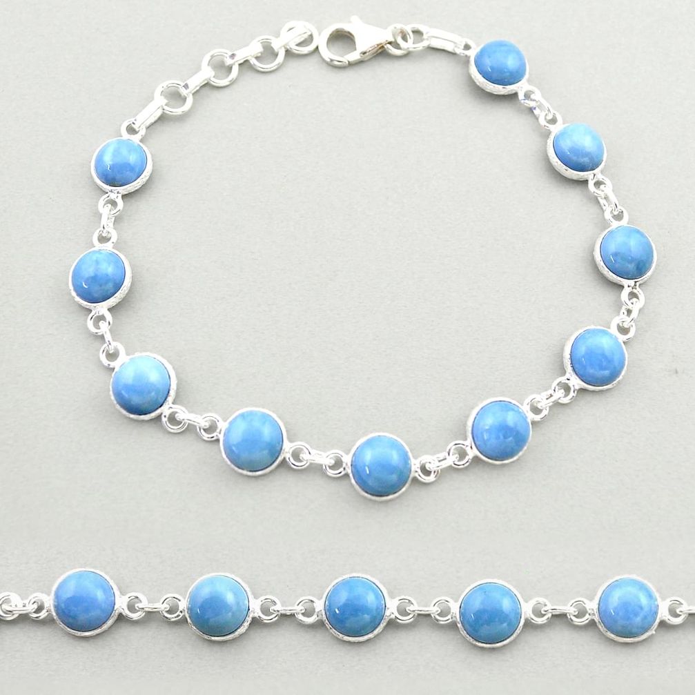 20.92cts tennis natural blue owyhee opal 925 sterling silver bracelet t59962
