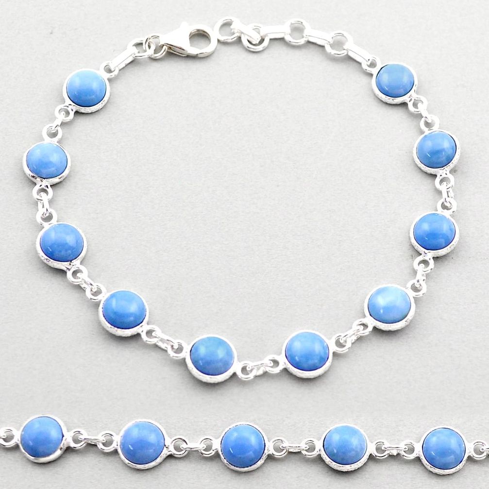 14.70cts tennis natural blue owyhee opal 925 sterling silver bracelet t61775