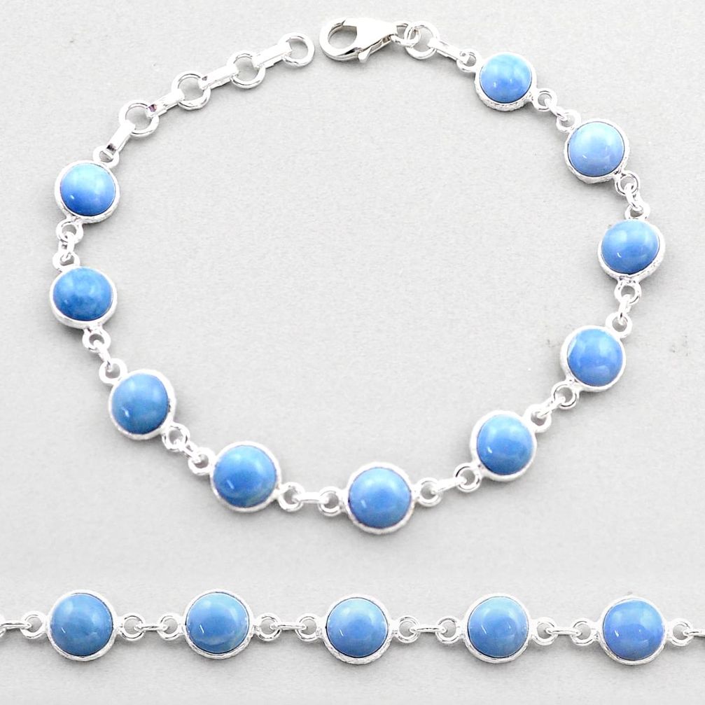 13.07cts tennis natural blue owyhee opal 925 sterling silver bracelet t61788