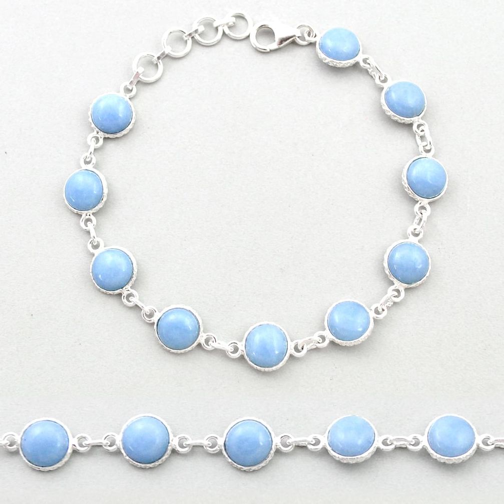 25.28cts tennis natural blue owyhee opal 925 sterling silver link gemstone bracelet u48941