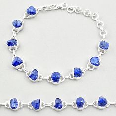 31.37cts tennis natural blue sapphire rough 925 sterling silver bracelet t69994