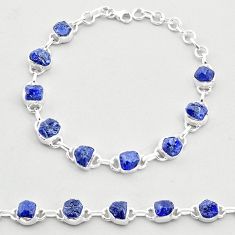 33.57cts tennis natural blue sapphire rough 925 sterling silver bracelet t69996