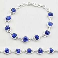 31.37cts tennis natural blue sapphire rough 925 sterling silver bracelet t69999