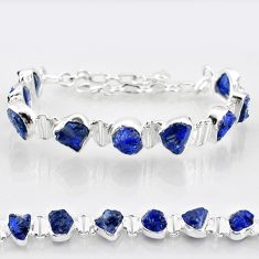 27.64cts tennis natural blue sapphire rough 925 sterling silver bracelet t83562