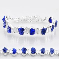 28.02cts tennis natural blue sapphire rough 925 sterling silver bracelet t83563