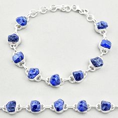 35.77cts tennis natural blue sapphire rough fancy 925 silver bracelet t69992
