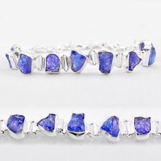 36.87cts tennis natural blue tanzanite rough 925 sterling silver bracelet t83601