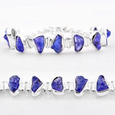 41.15cts tennis natural blue tanzanite rough 925 sterling silver bracelet t83608