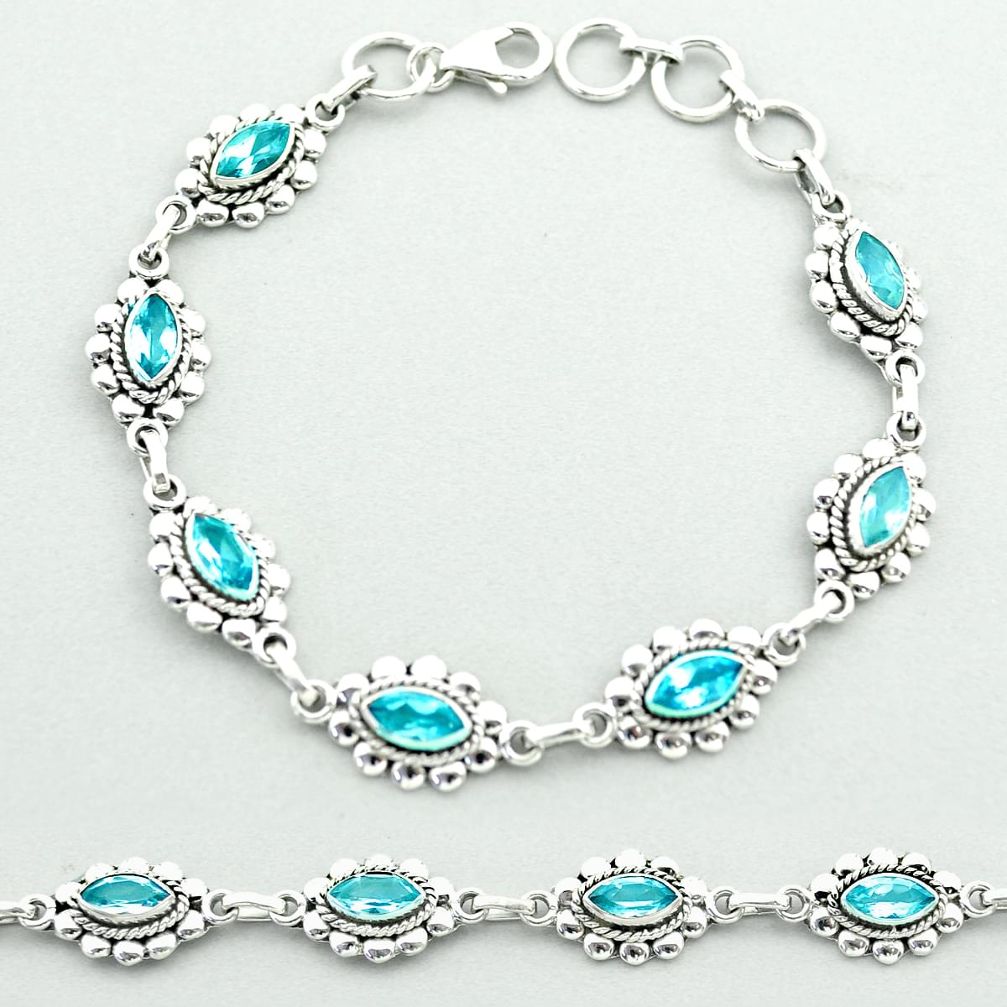 9.98cts tennis natural blue topaz 925 sterling silver bracelet jewelry t52096