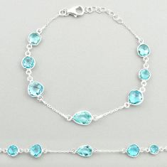 14.17cts tennis natural blue topaz 925 sterling silver bracelet jewelry u23561