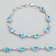 15.94cts tennis natural blue topaz 925 sterling silver bracelet jewelry u96807