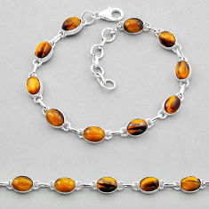 19.66cts tennis natural brown tiger's eye 925 sterling silver bracelet n51863