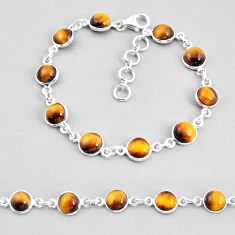 22.30cts tennis natural brown tiger's eye 925 sterling silver bracelet y57456