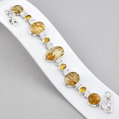 52.95cts tennis natural golden tourmaline rutile citrine silver bracelet y38462