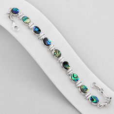 16.82cts tennis natural green abalone paua seashell 925 silver bracelet n37674
