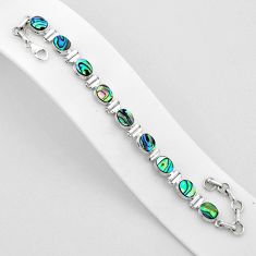 17.38cts tennis natural green abalone paua seashell 925 silver bracelet n44405