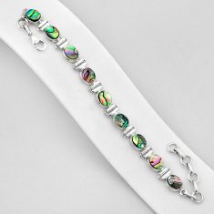 17.80cts tennis natural green abalone paua seashell 925 silver bracelet n44408