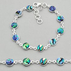 16.87cts tennis natural green abalone paua seashell 925 silver bracelet y22871