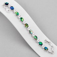 17.35cts tennis natural green abalone paua seashell oval silver bracelet n37671