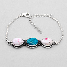 18.09cts tennis natural green amazonite cinnabar spanish silver bracelet n49125