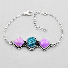 14.36cts tennis natural green amazonite phosphosiderite silver bracelet n49128