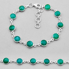 18.88cts tennis natural green chalcedony 925 sterling silver bracelet n43453