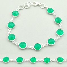 20.94cts tennis natural green chalcedony 925 sterling silver bracelet t58861