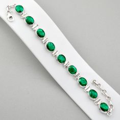 36.52cts tennis natural green chalcedony 925 sterling silver bracelet u4682