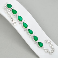 17.75cts tennis natural green chalcedony 925 sterling silver bracelet y18863