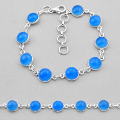 21.48cts tennis natural green chalcedony round sterling silver bracelet n43455