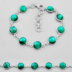 24.99cts tennis natural green malachite (pilot's stone) silver bracelet n43454